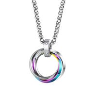 Retro Solid Color Stainless Steel Pendant Necklace 1 Piece sku image 2