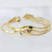 Simple Style Heart Shape Titanium Steel Gold Plated Artificial Rhinestones Gold Plated Bracelets main image 1
