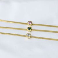 Simple Style Heart Shape Titanium Steel Gold Plated Artificial Rhinestones Gold Plated Bracelets main image 4