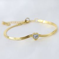 Simple Style Heart Shape Titanium Steel Gold Plated Artificial Rhinestones Gold Plated Bracelets main image 5