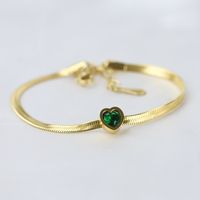 Simple Style Heart Shape Titanium Steel Gold Plated Artificial Rhinestones Gold Plated Bracelets sku image 3