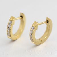 Simple Style Round Titanium Steel Artificial Rhinestones Earrings 1 Pair main image 2