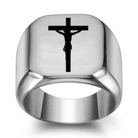 Retro Cross Titanium Steel Plating Rings main image 3