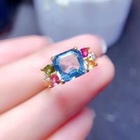 Fashion Square Copper Inlay Artificial Diamond Rings 1 Piece main image 1