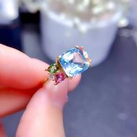 Fashion Square Copper Inlay Artificial Diamond Rings 1 Piece main image 3
