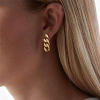 1 Pair Fashion Solid Color Plating Chain Hollow Out Stainless Steel Drop Earrings main image 1