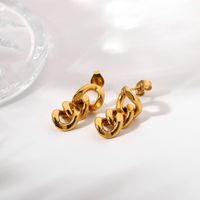 1 Pair Fashion Solid Color Plating Chain Hollow Out Stainless Steel Drop Earrings main image 5