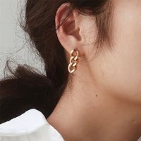 1 Pair Fashion Solid Color Plating Chain Hollow Out Stainless Steel Drop Earrings main image 6