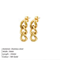 1 Pair Fashion Solid Color Plating Chain Hollow Out Stainless Steel Drop Earrings main image 2