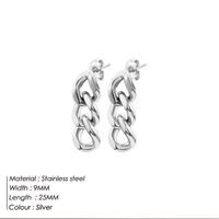 1 Pair Fashion Solid Color Plating Chain Hollow Out Stainless Steel Drop Earrings sku image 1