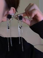 Fashion Tassel Rose Alloy Inlay Rhinestones Women's Ear Clips 1 Pair sku image 4