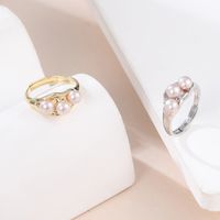 Ins Style Solid Color Sterling Silver Inlay Pearl Rings 1 Piece main image 3