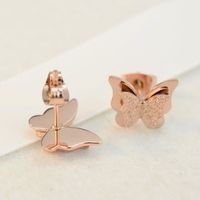 Fashion Butterfly Titanium Steel Plating Ear Studs 1 Pair main image 4