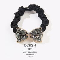 Fashion Retro Rhinestone Bow Hair Ring Head Rope Hair Accessories sku image 2