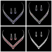 Fashion Colorful Jewelry Dress Accessories Simple Crystal Necklace Set main image 1