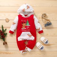 Christmas Fashion Christmas Tree Letter Elk Cotton Spandex Baby Rompers main image 5