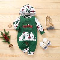 Christmas Fashion Christmas Tree Letter Elk Cotton Spandex Baby Rompers main image 3