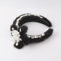 Fashion Flower Mink Hair Inlay Artificial Gemstones Pearl Hair Band 1 Piece sku image 5