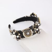 Baroque Style Flower Cloth Inlay Artificial Diamond Pearl Hair Band 1 Piece main image 5