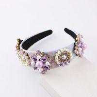 Baroque Style Flower Cloth Inlay Artificial Diamond Pearl Hair Band 1 Piece main image 4