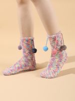 Women's Fashion Colorful Coral Fleece Crew Socks main image 1