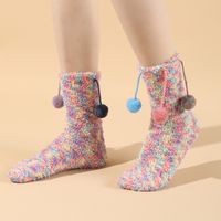 Women's Fashion Colorful Coral Fleece Crew Socks main image 2