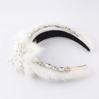 Fashion Flower Mink Hair Inlay Artificial Gemstones Pearl Hair Band 1 Piece main image 2