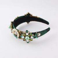 Baroque Style Flower Cloth Inlay Artificial Diamond Pearl Hair Band 1 Piece main image 3