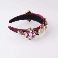 Baroque Style Flower Cloth Inlay Artificial Diamond Pearl Hair Band 1 Piece main image 2