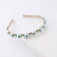 Fashion Solid Color Cloth Inlay Artificial Gemstones Pearl Hair Band 1 Piece main image 3