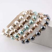 Fashion Solid Color Cloth Inlay Artificial Gemstones Pearl Hair Band 1 Piece main image 6