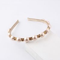 Fashion Solid Color Cloth Inlay Artificial Gemstones Pearl Hair Band 1 Piece main image 2