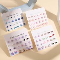 1 Set Fashion Star Heart Shape Bow Knot Alloy Glass Ear Studs main image 5