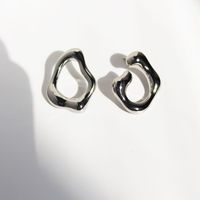 Fashion Curved Geometric Asymmetric Copper Earrings sku image 2