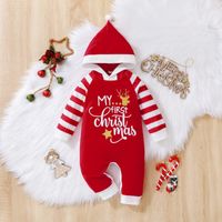 Christmas Fashion Letter Cotton Spandex Baby Rompers main image 3
