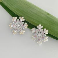 Mode Schneeflocke Legierung Inlay Künstliche Perlen Strass Damen Ohrringe 1 Paar main image 1