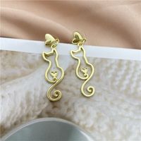 Fashion Heart Shape Cat Alloy Women's Drop Earrings 1 Pair sku image 2