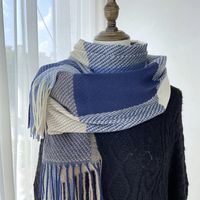Women's Fashion Plaid Polyester Tassel Winter Scarves sku image 1