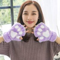 Women's Cute Cartoon Paw Print Gloves 1 Pair sku image 7