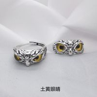 1 Piece Retro Owl Alloy Metal Inlay Artificial Gemstones Unisex Open Ring sku image 2