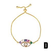 Retro Cross Rainbow Devil's Eye Copper Gold Plated Zircon Bracelets 1 Piece sku image 24