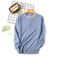 Women's Blouse Long Sleeve Sweaters & Cardigans Beaded Rib-knit Simple Style Solid Color main image 2