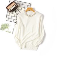 Women's Blouse Long Sleeve Sweaters & Cardigans Beaded Rib-knit Simple Style Solid Color main image 3