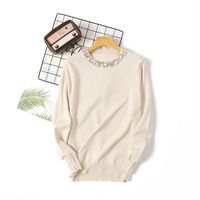 Women's Blouse Long Sleeve Sweaters & Cardigans Beaded Rib-knit Simple Style Solid Color sku image 3