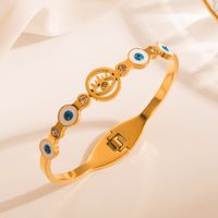 Vacation Heart Shape Stainless Steel Hollow Out Gold Plated Bangle sku image 7
