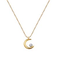 Mode Mond Titan Stahl Vergoldet Zirkon Halskette Mit Anhänger 1 Stück main image 4