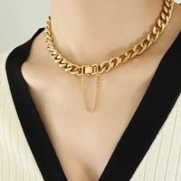European And American Exaggerated Thick Chain Bracelet Necklace Jewelry Set sku image 4
