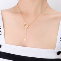 Classic Style Star Moon Titanium Steel Gold Plated Choker 1 Piece main image 6