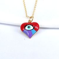Fashion Devil's Eye Heart Shape Gold Plated Plating Women's Pendant Necklace 1 Piece sku image 1