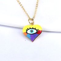 Fashion Devil's Eye Heart Shape Gold Plated Plating Women's Pendant Necklace 1 Piece sku image 2